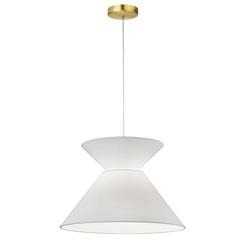 Dainolite Patricia 18in 1-Light Pendant | Transitional White Fabric and Aged Brass Metal | Kitchen Island & Dining Room | 18 x 18 | Model PAT-181P-AGB-790