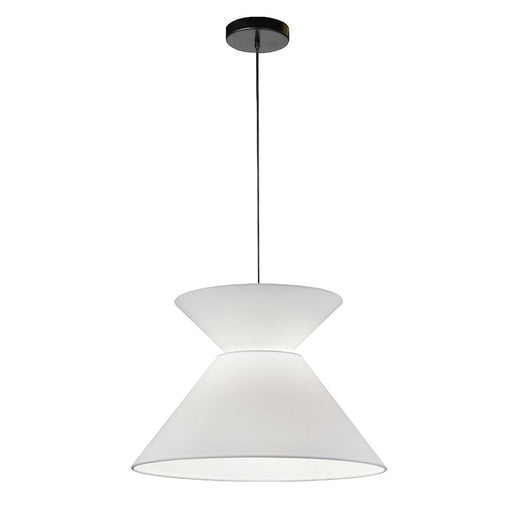 Dainolite Patricia 18in 1-Light Pendant | Transitional White Fabric and Black Metal | Kitchen Island & Dining Room | 18 x 18 x | Model PAT-181P-BK-790