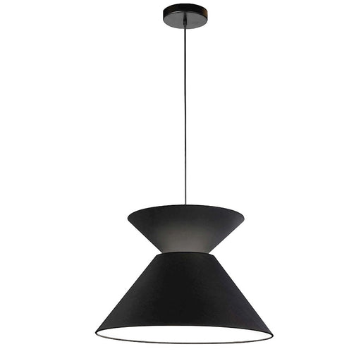 Dainolite Patricia 18in 1-Light Pendant | Black Metal and Black Fabric Drum | Kitchen Island & Dining Room | 18 x 18 x 12 in | Model PAT-181P-BK-797
