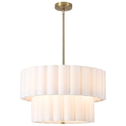 Dainolite Pacifica 22in 4-Light Pendant | Transitional Aged Brass and White Fabric | Kitchen Island & Dining Room | Model PCA-224P-AGB-WH