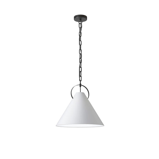 Dainolite Princeton 16in 1-Light Pendant | Contemporary Matte Black and White Fabric | Kitchen Island & Dining Room | Model PCN-161P-MB-790