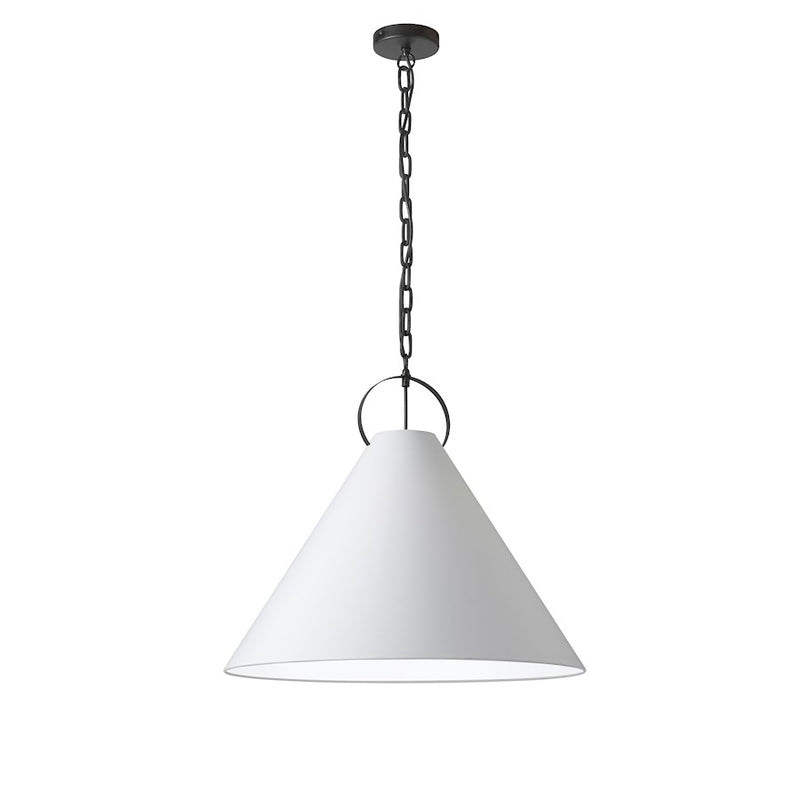 Dainolite Princeton 24in 1-Light Pendant | Contemporary Matte Black and White Fabric | Kitchen Island & Dining Room | Model PCN-241P-MB-790