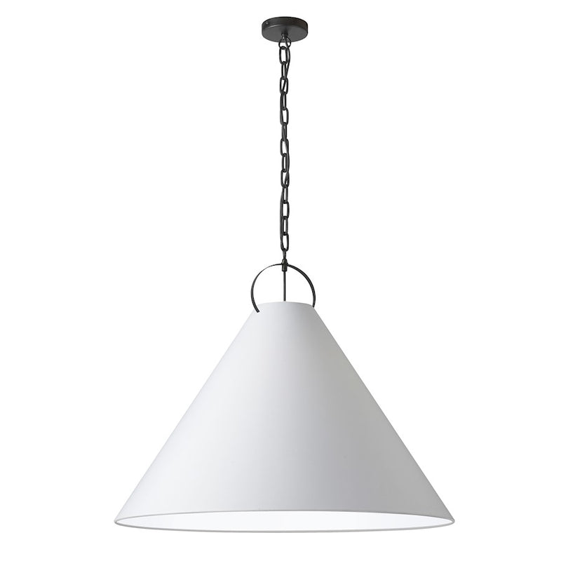 Dainolite Princeton 32in 1-Light Pendant | Contemporary Matte Black and White Fabric | Kitchen Island & Dining Room | Model PCN-321P-MB-790