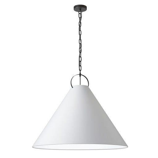 Dainolite Princeton 32in 1-Light Pendant | Contemporary Matte Black and White Fabric | Kitchen Island & Dining Room | Model PCN-321P-MB-790