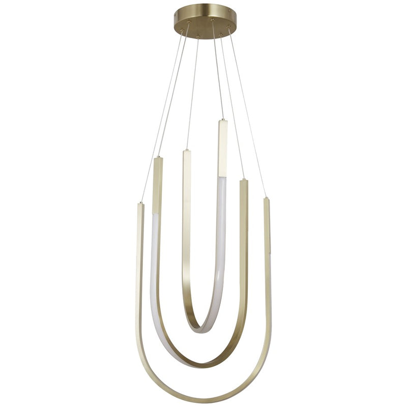 Dainolite Pacari 16in 3-Light LED Pendant | Modern Aged Brass and White Silicone | Foyer & Living Room | 16 x 16 x 32 in | Model PCR-1654LEDP-AGB
