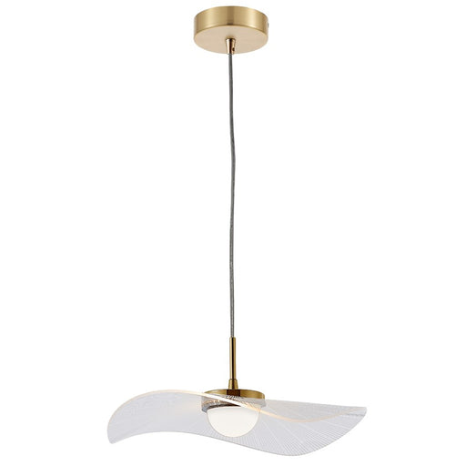 Dainolite Percival 15in 1-Light Pendant | Contemporary Aged Brass and Clear & White Acrylic | Kitchen & Foyer | 750 Lumens | Model PCV-1510LEDP-AGB