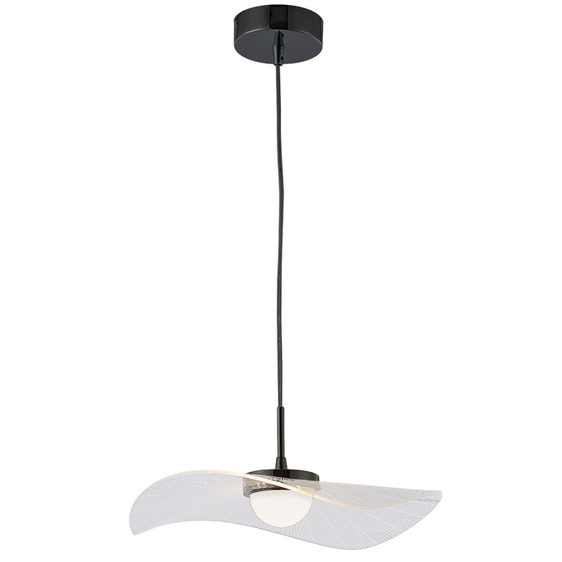 Dainolite Percival 15in 1-Light Pendant | Contemporary Matte Black and Clear & White Acrylic | Kitchen & Foyer | 750 Lumens | Model PCV-1510LEDP-MB