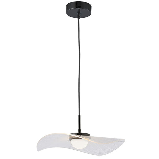 Dainolite Percival 15in 1-Light Pendant | Contemporary Matte Black and Clear & White Acrylic | Kitchen & Foyer | 750 Lumens | Model PCV-1510LEDP-MB