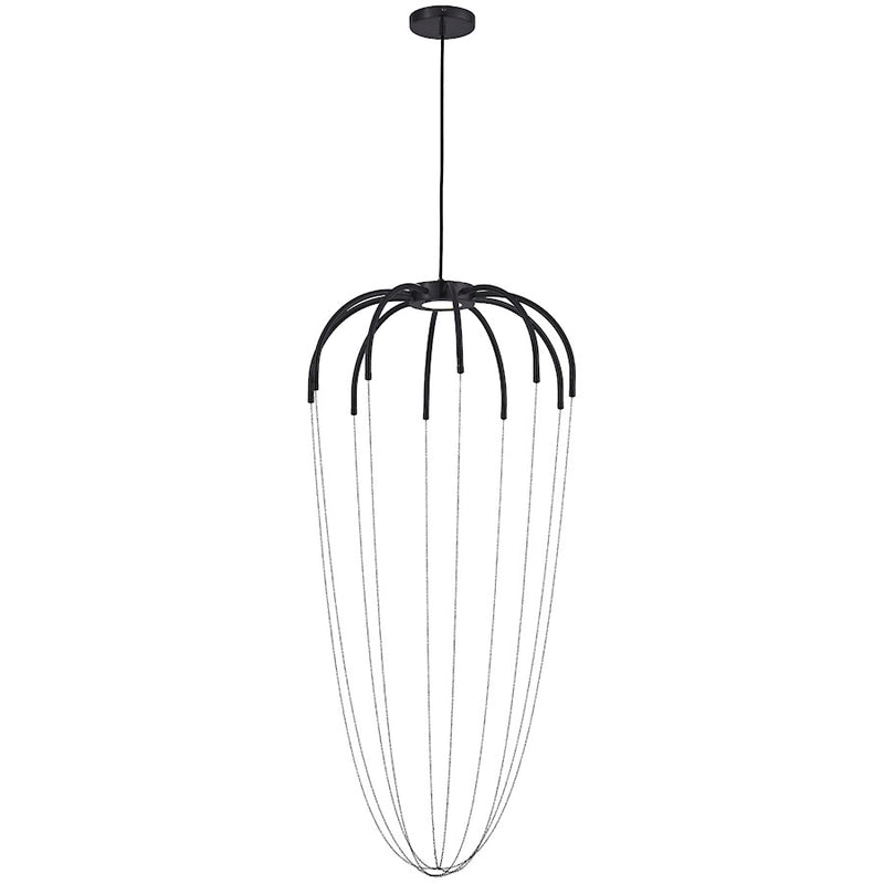 Dainolite Perla 20in 1-Light LED Pendant | Contemporary Matte Black and White Acrylic Teardrop | Dining Room & Foyer | Model PEA-2020LEDP-MB
