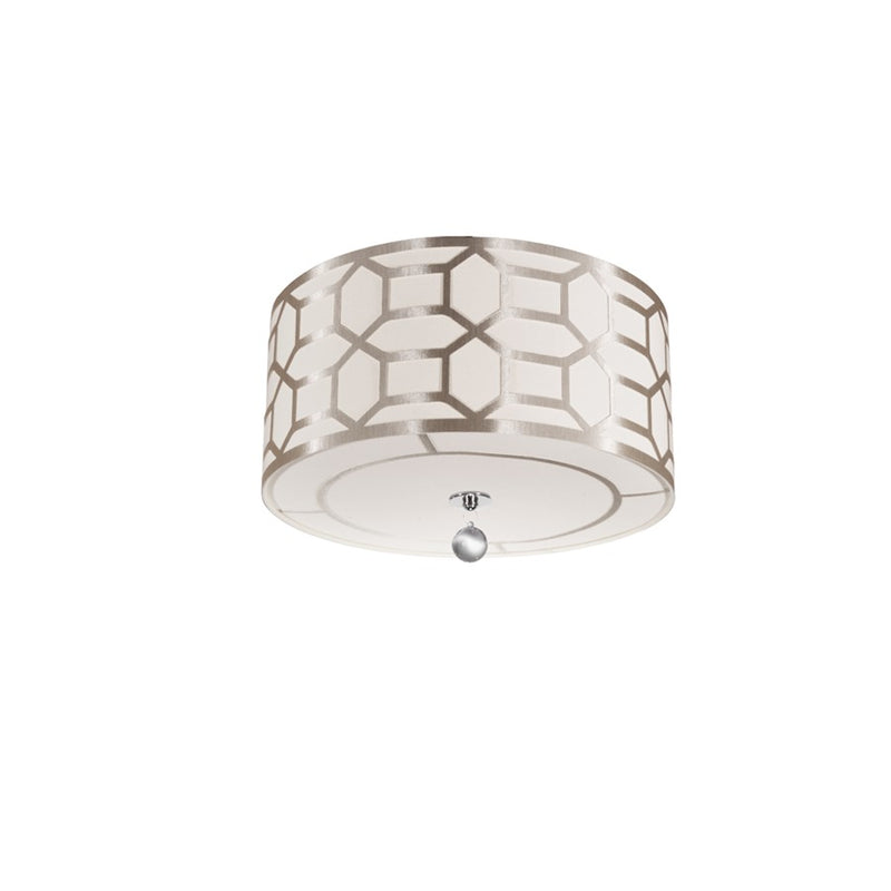 Dainolite Pembroke 19in 4-Light Flush Mount | Winter Gold and Polished Chrome Hardback Drum Shade | Bedroom & Living Room Ceiling | Model PEM-184FH-PC-WG
