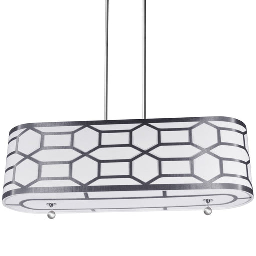 Dainolite Pembroke 34in 4-Light Pendant | Platinum Steel and White Linen Hardback | Kitchen Island & Dining Room | 9 x 34 x 10 in | Model PEM-344HP-PC-SV