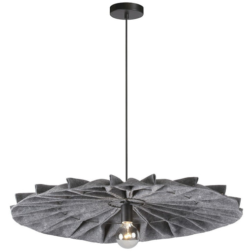 Dainolite Plegado 31in 1-Light Pendant | Transitional Matte Black and Grey Felt | Living Room & Dining Room | 31 x 31 x 4.5 in | Model PGD-311P-MB-500