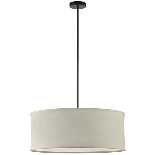 Dainolite Philis 26in 4-Light Pendant | Transitional Matte Black and Beige Fabric Drum | Living Room & Dining Room | 26 x 26 x 10 in | Model PHL-264P-MB-BG