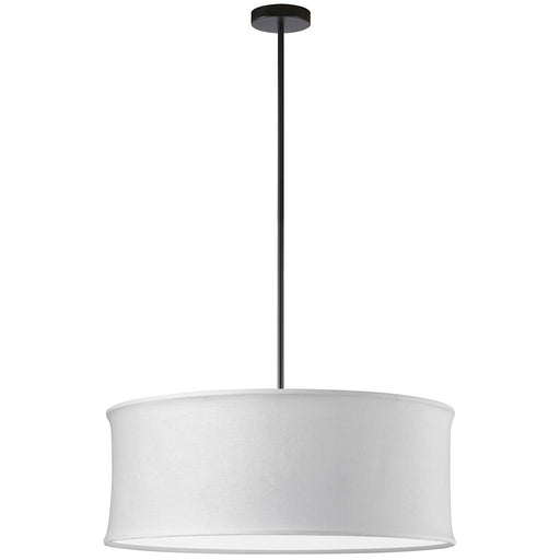 Dainolite Philis 26in 4-Light Pendant | Transitional Matte Black and White Fabric Drum | Kitchen Island & Dining Room | 26 x 26 x | Model PHL-264P-MB-WH