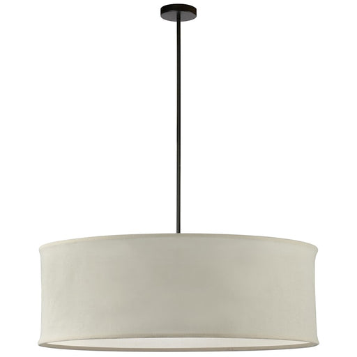 Dainolite Philis 34in 4-Light Pendant | Transitional Matte Black and Beige Fabric Drum Shade | Living Room & Dining Room | 34 x 34 | Model PHL-344P-MB-BG