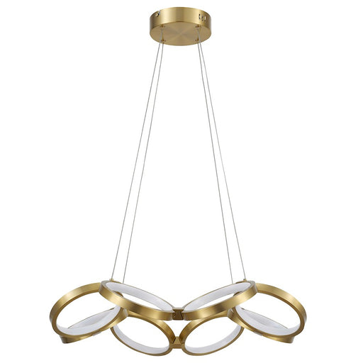Dainolite Philo 26in 1-Light LED Chandelier | Modern Aged Brass and White Silicone | Dining Room & Foyer | Model PHO-2564LEDC-AGB