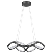 Dainolite Philo 26in 1-Light Chandelier | Modern Matte Black and White Silicone | Dining Room & Foyer | 26 x 26 x 4 in | Model PHO-2564LEDC-MB
