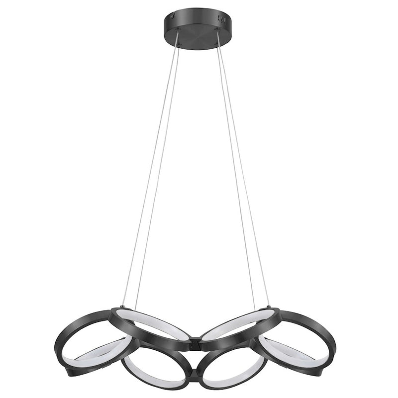 Dainolite Philo 26in 1-Light Chandelier | Modern Matte Black and White Silicone | Dining Room & Foyer | 26 x 26 x 4 in | Model PHO-2564LEDC-MB