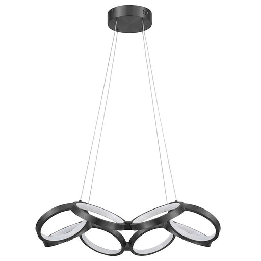Dainolite Philo 26in 1-Light Chandelier | Modern Matte Black and White Silicone | Dining Room & Foyer | 26 x 26 x 4 in | Model PHO-2564LEDC-MB