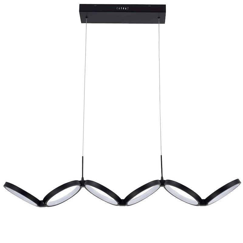 Dainolite Philo 40in 1-Light Pendant | Modern Matte Black and White Silicone | Kitchen Island & Dining Room | 40 x 7 x 4 in | Model PHO-4050LEDHP-MB