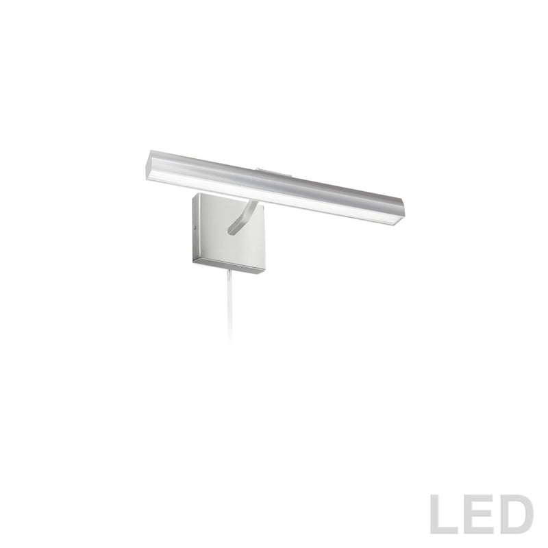 Dainolite Leonardo 16in 2-Light Picture Light | Contemporary Satin Chrome and Frosted Glass | Artwork & Hallway Accent | 9 x 16 x | Model PIC222-16LED-SC