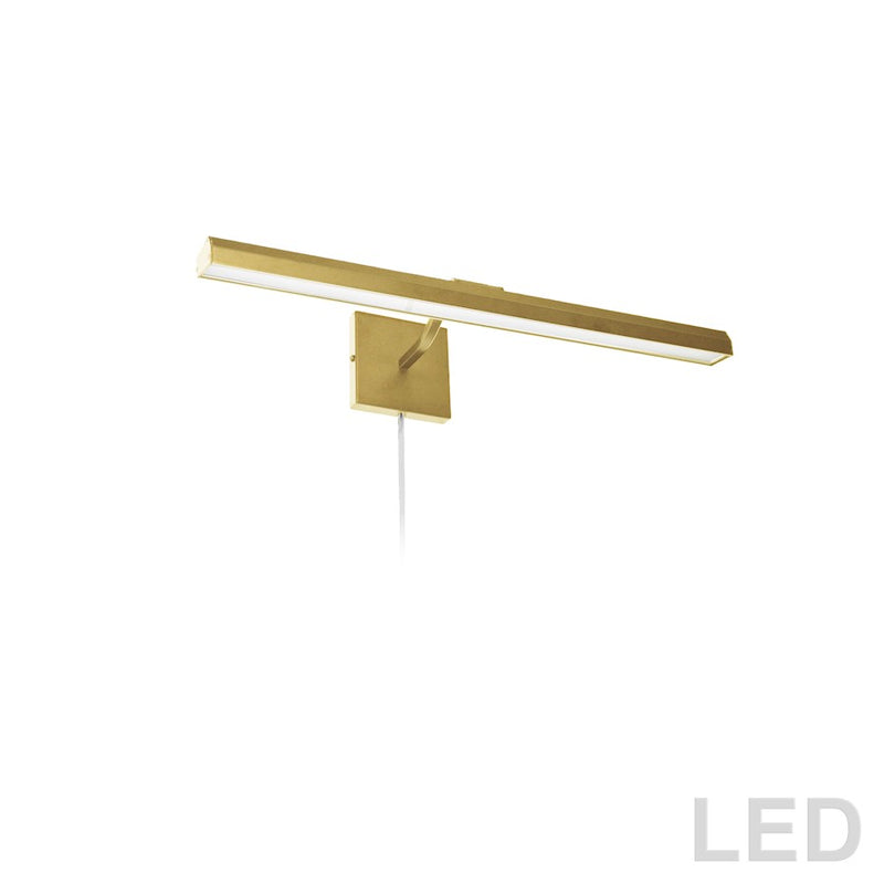 Dainolite Leonardo 24in 3-Light Picture Light | Aged Brass and Frosted Glass | Art Gallery & Living Room | 2100 Lumens | Model PIC222-24LED-AGB