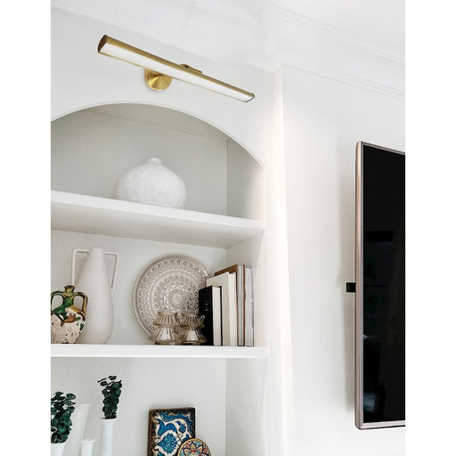 Dainolite Reina 1 Light 24" Picture Light, Aged Brass/Frosted