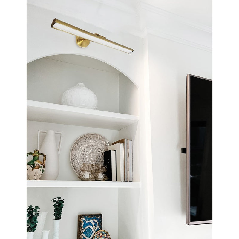 Dainolite Reina 24in 1-Light Picture Light | Contemporary Aged Brass and Frosted Glass | Gallery Wall & Entryway | Model PIC333-24LED-AGB