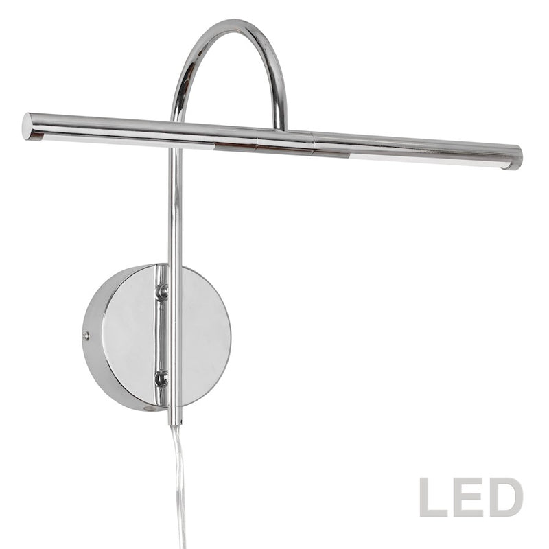 Dainolite Display/Exhibit 18in 2-Light LED Picture Light | Contemporary Polished Chrome Metal | Living Room & Gallery Art | Model PICLED-152-PC