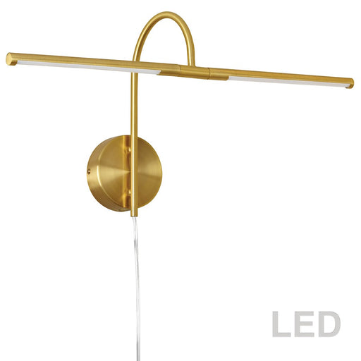 Dainolite PICLED-242 25in 2-Light Picture Light | Contemporary Aged Brass Metal | Artwork & Hallway Accent | 8 x 26 x 13 in | Model PICLED-242-AGB
