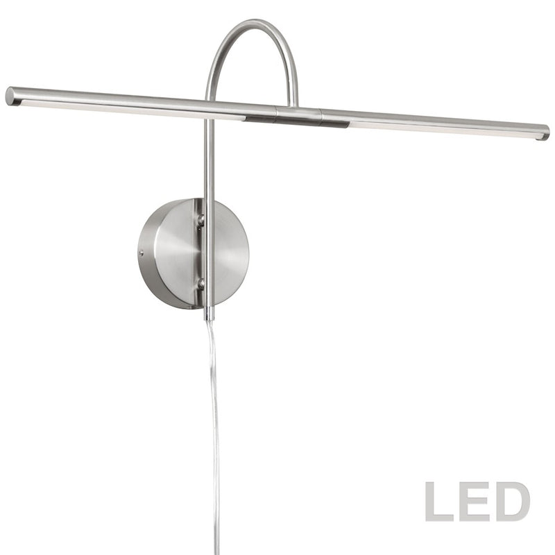 Dainolite PICLED-242-SC 26in 2-Light Picture Light | Contemporary Satin Chrome Metal | Artwork & Wall Accent | 8.5 x 25.5 x 12.75 in | Model PICLED-242-SC