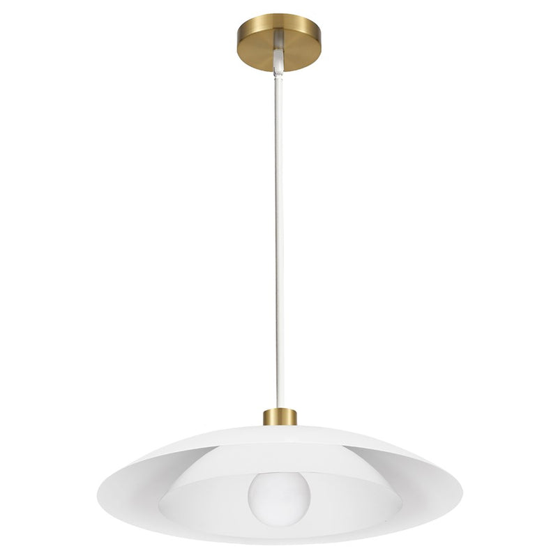 Dainolite Pima 18in 1-Light Pendant | Transitional Matte White Metal | Kitchen Island & Dining Room | 17.75 x 17.75 x 5.25 in | Model PIM-171P-MW