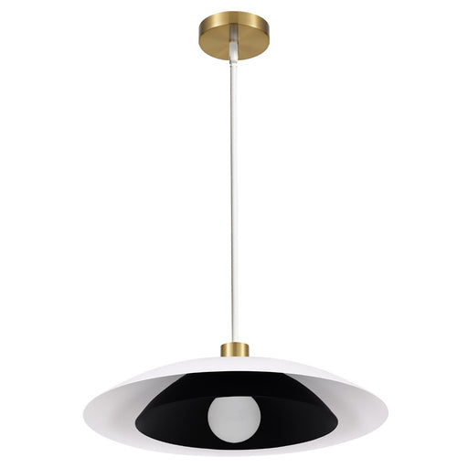 Dainolite Pima 18in 1-Light Pendant | Transitional Matte White & Matte Black Metal | Kitchen Island & Dining Room | Model PIM-171P-MW-MB