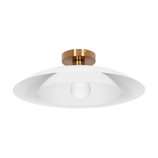 Dainolite Pima 17in 1-Light Semi Flush Mount | Aged Brass and Matte White Metal | Bedroom & Hallway | 17 x 17 x 5 in | Model PIM-171SF-MW