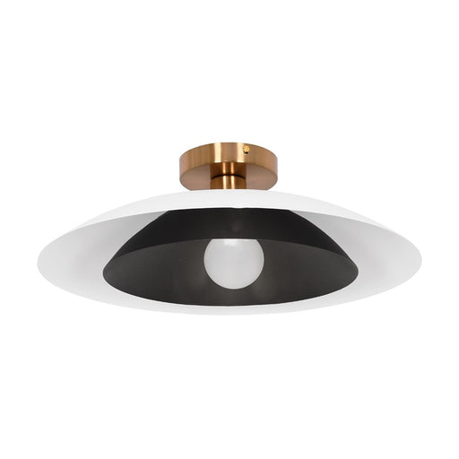 Dainolite Pima 17in 1-Light Semi Flush Mount | Aged Brass with Matte White & Black Metal | Bedroom & Hallway | 17 x 17 x 5 in | Model PIM-171SF-MW-MB