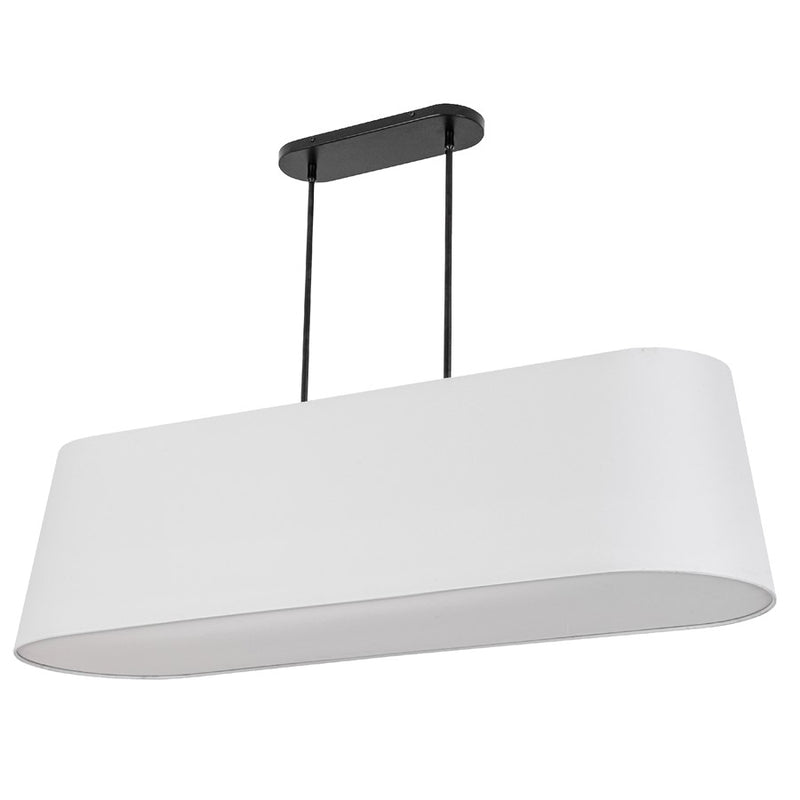 Dainolite Pita 48in 4-Light Linear Pendant | Contemporary Matte Black and White Fabric | Kitchen Island & Dining Room | Model PIT-484HP-MB