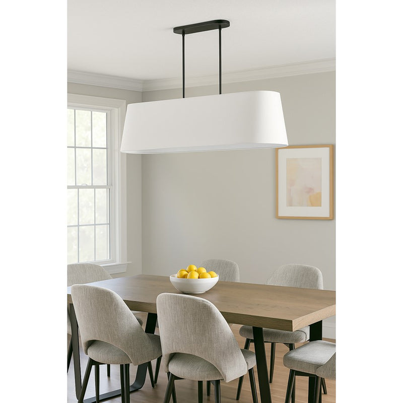 Dainolite Pita 4 Light Pendant, Matte Black/White