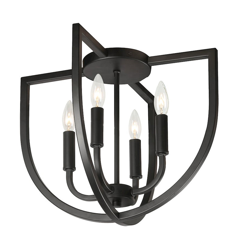 Dainolite Pamela 4 Light Flush Mount, Matte Black