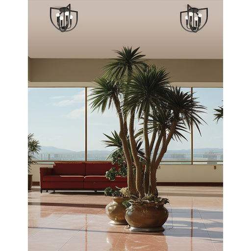 Dainolite Pamela 4 Light Flush Mount, Matte Black