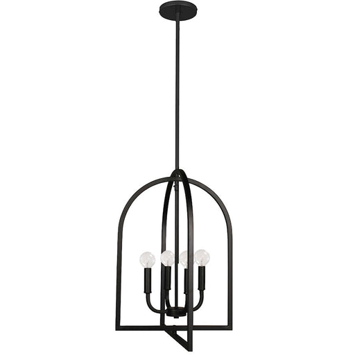 Dainolite Pamela 16in 4-Light Pendant | Transitional Matte Black Metal Lantern | Kitchen Island & Dining Room | 16 x 16 x 21 in | Model PLA-164P-MB