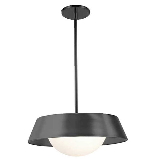 Dainolite Palatine 17.25in 1-Light LED Pendant | Contemporary Matte Black and Opal Glass | Kitchen Island & Foyer | Model PLT-1610LEDP-MB