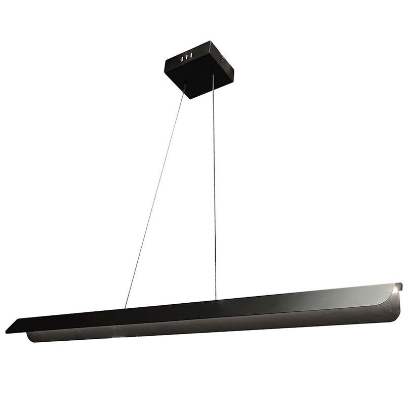 Dainolite Pamelyn 48in 1-Light Linear Pendant | Modern Matte Black and White Acrylic Shade | Kitchen Island & Dining Room | Model PML-4830LEDHP-MB