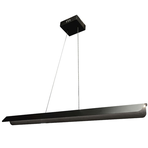 Dainolite Pamelyn 48in 1-Light Linear Pendant | Modern Matte Black and White Acrylic Shade | Kitchen Island & Dining Room | Model PML-4830LEDHP-MB