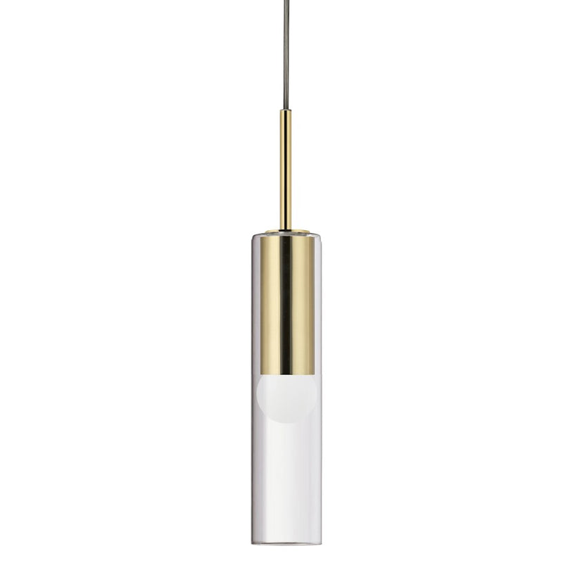 Dainolite Palmer 17in 1-Light Pendant | Modern Aged Brass and Clear Glass | Kitchen Island & Dining Room | 40W, Dimmable | Model PMR-171P-AGB