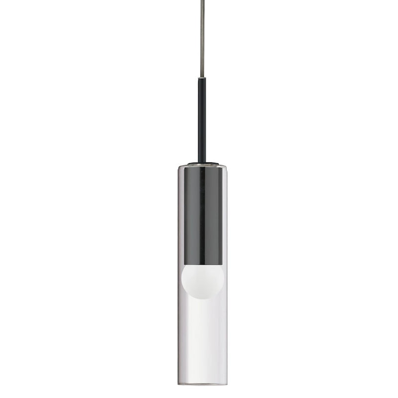 Dainolite Palmer 17in 1-Light Pendant | Modern Matte Black and Clear Glass | Kitchen Island & Dining Room | 40W, Dimmable | Model PMR-171P-MB