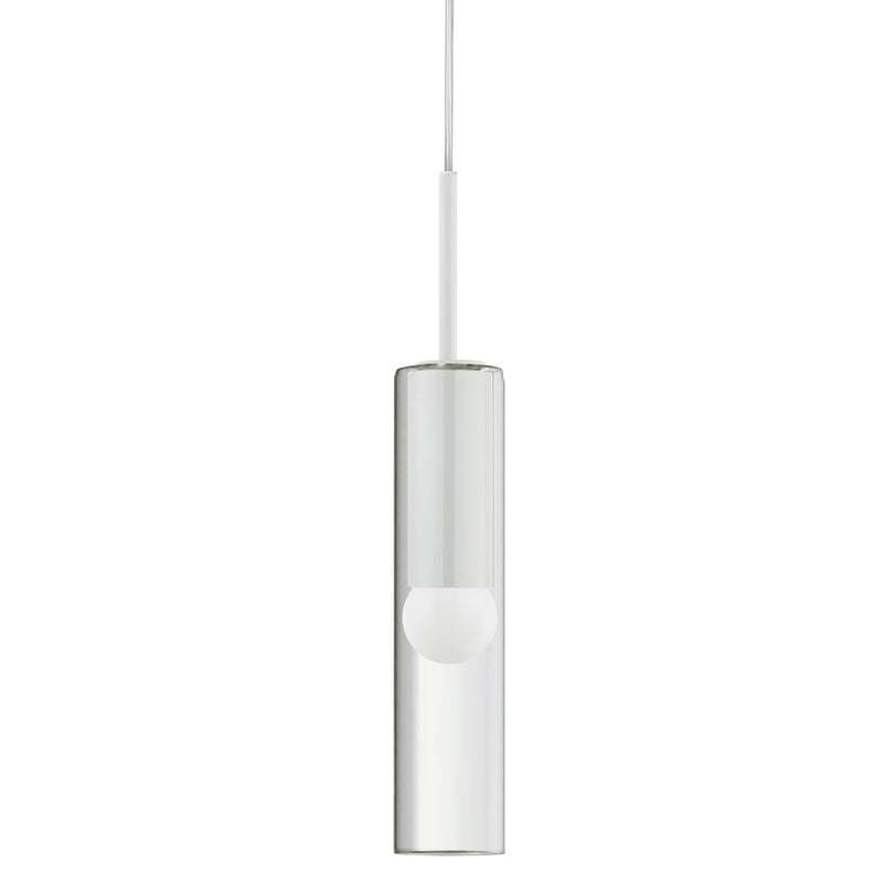 Dainolite Palmer 1-Light Pendant | Modern Matte White Metal and Clear Glass | Kitchen Island & Dining Room | 3 x 3 x 17 in, Adjustable | Model PMR-171P-MW