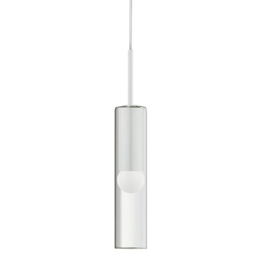 Dainolite Palmer 1-Light Pendant | Modern Matte White Metal and Clear Glass | Kitchen Island & Dining Room | 3 x 3 x 17 in, Adjustable | Model PMR-171P-MW