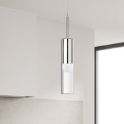Dainolite Palmer 1-Light Pendant | Modern Polished Chrome and Clear Glass | Kitchen Island & Dining Room | 3 x 3 x 17 in | Model PMR-171P-PC