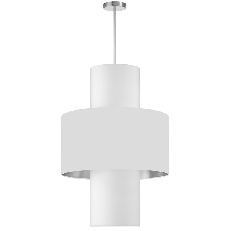 Dainolite Patrona 22in 4-Light Pendant | Contemporary Polished Chrome and White Fabric Drum | Living Room & Dining Room | 22 x | Model POA-224P-PC-691-790