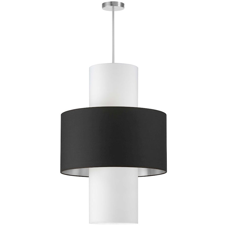 Dainolite Patrona 22in 4-Light Pendant | Contemporary Black Fabric and Polished Chrome Metal | Kitchen Island & Dining Room | Model POA-224P-PC-697-790